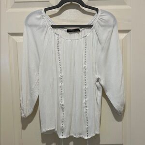 American Eagle Outfitters White Blouse with Beaded Accents